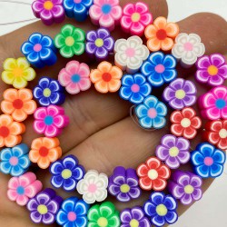 Rengarenk Çiçek Motifli Fimo Boncuk-FHB-1186