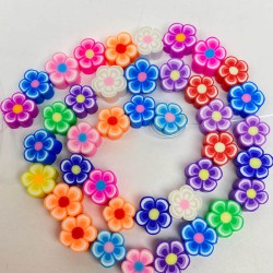 Rengarenk Çiçek Motifli Fimo Boncuk-FHB-1186