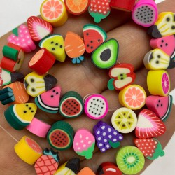 Renkli Meyve Desenli Fimo Boncuk-FHB-1187