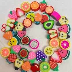 Renkli Meyve Desenli Fimo Boncuk-FHB-1187