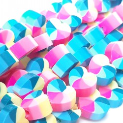 Kalp Desenli Fimo Boncuk-FHB-1218 Kalp Desenli Fimo Boncuk-FHB-1218