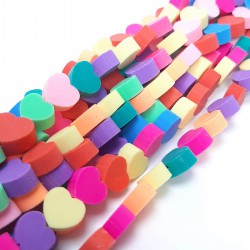 Düz Renk Kalpli Fimo Boncuk -FHB-1224