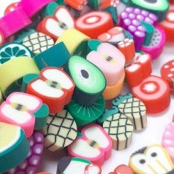 Karışık Meyve Desenli Fimo Boncuk-FHB-1225 Karışık Meyve Desenli Fimo Boncuk-FHB-1225