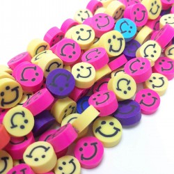 Yuvarlak Renkli Gülen Yüz Fimo Boncuk-FHB-1226 Yuvarlak Renkli Gülen Yüz Fimo Boncuk-FHB-1226