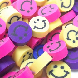 Yuvarlak Renkli Gülen Yüz Fimo Boncuk-FHB-1226 Yuvarlak Renkli Gülen Yüz Fimo Boncuk-FHB-1226