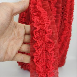 Kırmızı Dantelli Fırfır Kurdele-FK-103