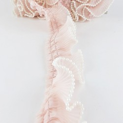 Pudra İncili Dantelli Plise Fırfır-FK-1042