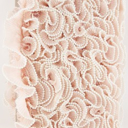 Pudra İncili Dantelli Plise Fırfır-FK-1042