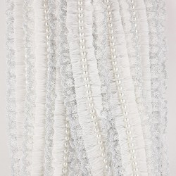 Beyaz İncili Sim Dantel Plise Fırfır-FK-1046