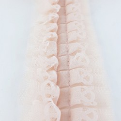 Pudra Rengi Dantelli Plise Fırfır-FK-1050