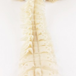 Bej Rengi Dantelli Plise Fırfır-FK-1051