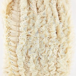 Bej Rengi Dantelli Plise Fırfır-FK-1051