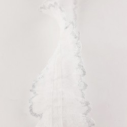 Beyaz Sim Dantelli Plise Fırfır-FK-1056