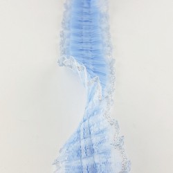 Mavi Gümüş Sim Dantelli Plise Fırfır-FK-1058