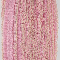 Pembe Sim Dantelli Plise Fırfır-FK-1059