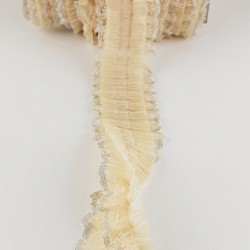 Bej Sim Dantelli Plise Fırfır-FK-1060