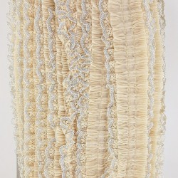 Bej Sim Dantelli Plise Fırfır-FK-1060