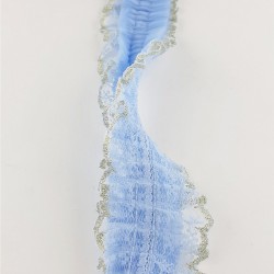 Mavi Sim Dantelli Plise Fırfır-FK-1062