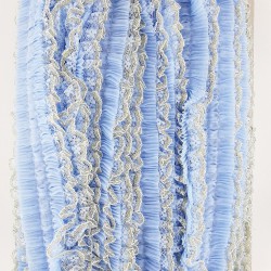 Mavi Sim Dantelli Plise Fırfır-FK-1062