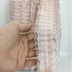 Pudra Gümüş Simli Dantelli Fırfır Kurdele-FK-112