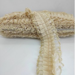 Vizon Sarı Simli Dantelli Fırfır Kurdele-FK-116