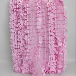 Pembe Kraliçe Desenli Fırfır Kurdele-FK-118