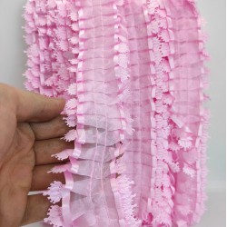 Pembe Kraliçe Desenli Fırfır Kurdele-FK-118