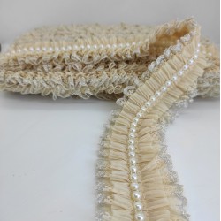 Vizon Gümüş Simli İncili Fırfır Kurdele-FK-144