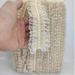 Vizon Gümüş Simli İncili Fırfır Kurdele-FK-144