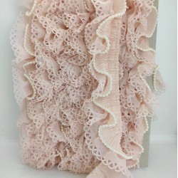 Pudra Lazer Kesim İncili Plise Fırfır Kurdele-FK-159