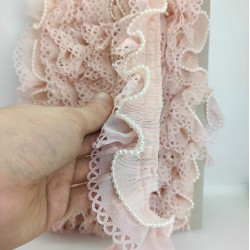 Pudra Lazer Kesim İncili Plise Fırfır Kurdele-FK-159