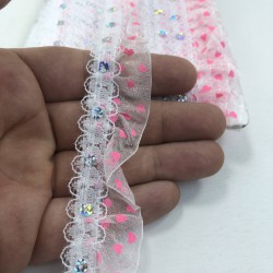 Pembe Pullu Fırfır Kurdele-FK-162