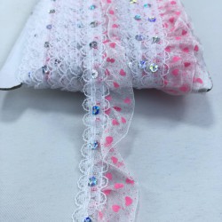 Pembe Pullu Fırfır Kurdele-FK-162