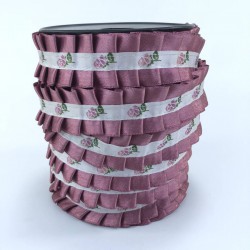 Gül Kurusu Çiçek Desenli Fırfır Kurdele-FK-166