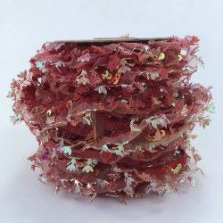 Bordo Pullu Fırfır Kurdele-FK-168