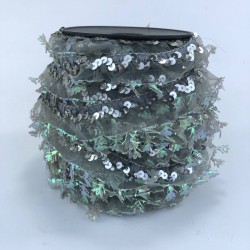 Koyu Gri Pullu Fırfır Kurdele-FK-171 Koyu Gri Pullu Fırfır Kurdele-FK-171