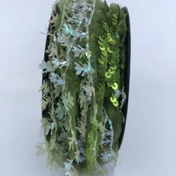 Yeşil Renk Pullu Fırfır Kurdele-FK-172