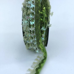 Yeşil Renk Pullu Fırfır Kurdele-FK-172