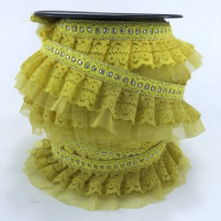 Sarı Gümüş Kenarlı Fırfır Kurdele-FK-174