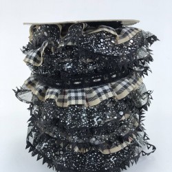 Siyah Gümüş Detaylı Fırfır Kurdele-FK-176