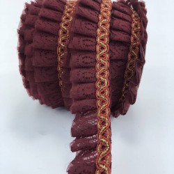 Bordo Gold Detaylı Fırfır Kurdele-FK-177