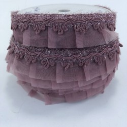 Mürdüm Kenar Detaylı Fırfır Kurdele-FK-181