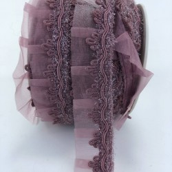 Mürdüm Kenar Detaylı Fırfır Kurdele-FK-181