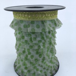 Yeşil Puantiyeli Fırfır Kurdele-FK-183