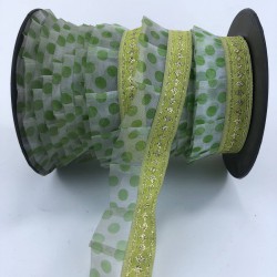 Yeşil Puantiyeli Fırfır Kurdele-FK-183