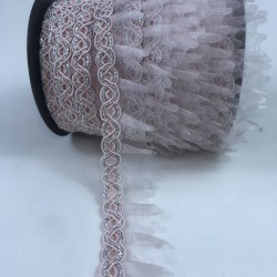 Pudra Gümüş Simli Fırfır Kenar-FK-184