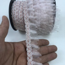 Pudra Gümüş Simli Fırfır Kenar-FK-184