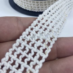 Krem Gold Detaylı File Kurdele -FLK-1005 Krem Gold Detaylı File Kurdele -FLK-1005