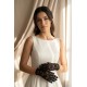 Kısa Siyah Dantel Gelin Eldiveni &ndash; Transparan Floral Desenli Zarif Nikah & D&uuml;ğ&uuml;n Aksesuarı-FLORAL-2