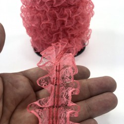 Koyu Pembe Çift Taraflı Fırfır Kenar-FRFR-103 Koyu Pembe Çift Taraflı Fırfır Kenar-FRFR-103